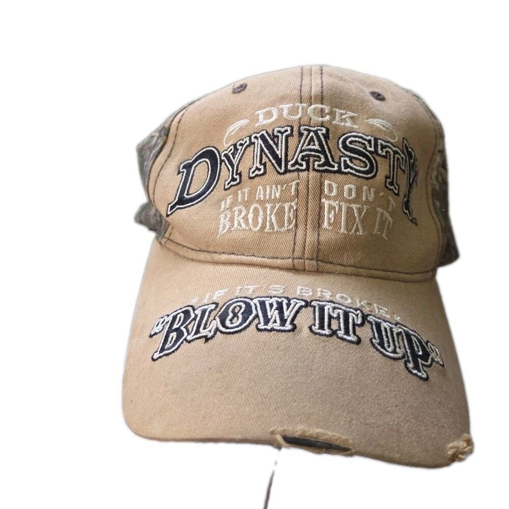 Camo Duck Dynasty Cap "If It Ain't Broke Don't Fix It" Distressed Strap Hat